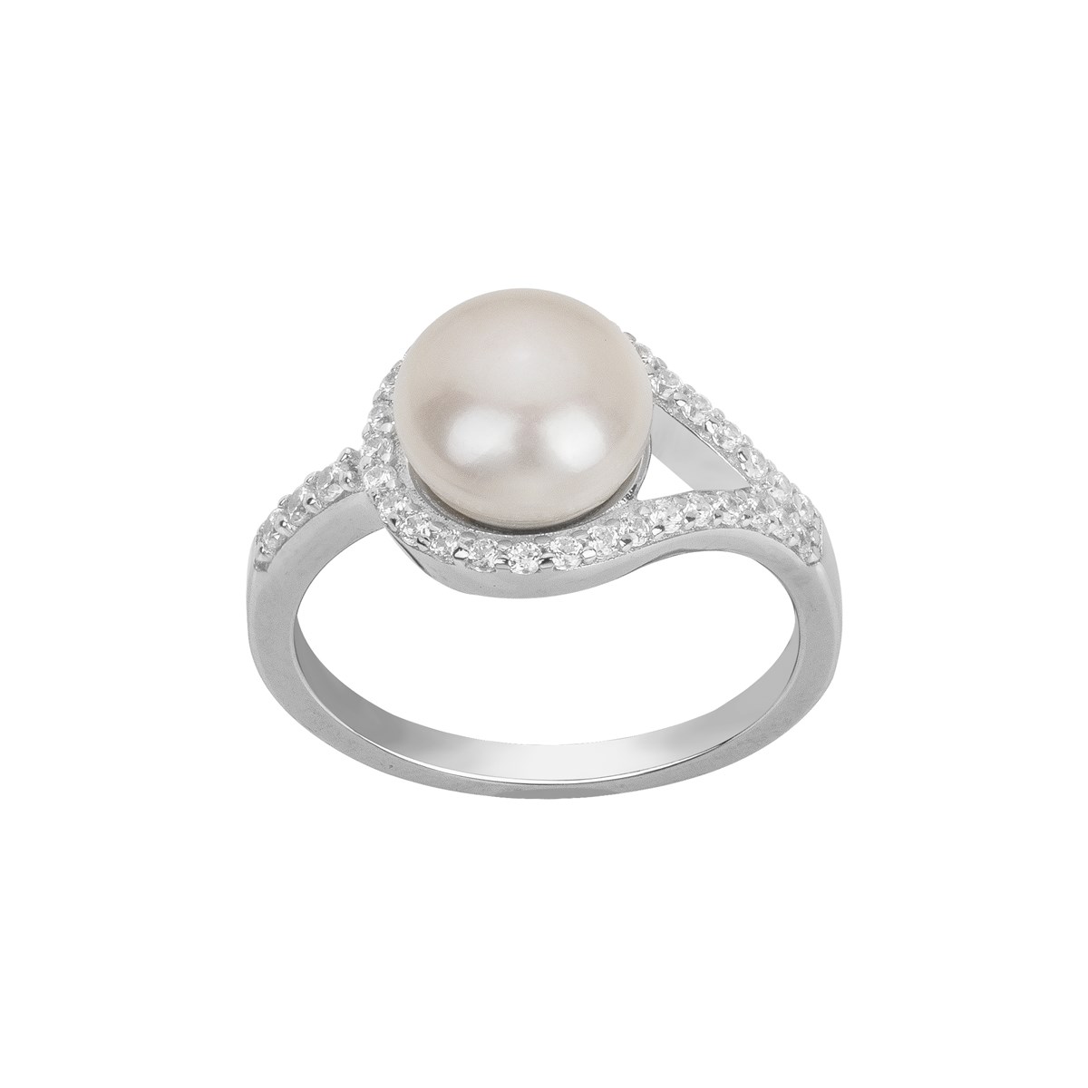 Bague en Argent avec perle d'eau douce blanc