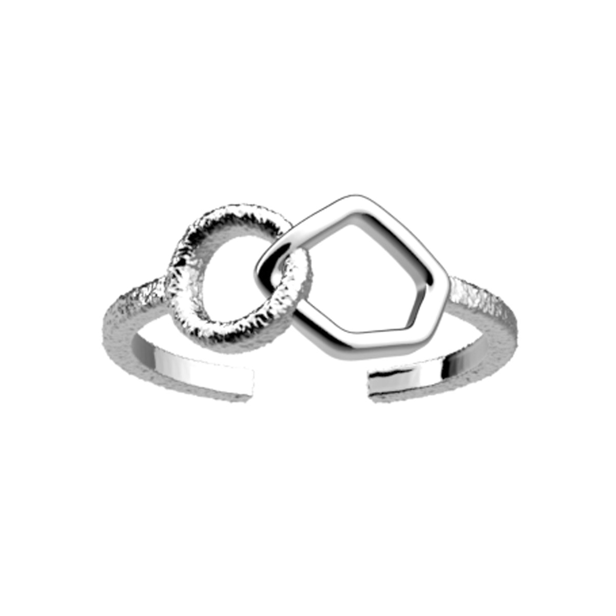 Bague Les Cadettes argentée motifs géométriques - vue 2