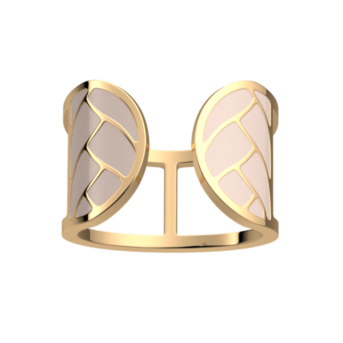 Bague Les Cadettes Lotus dorée laquée nude - vue 2