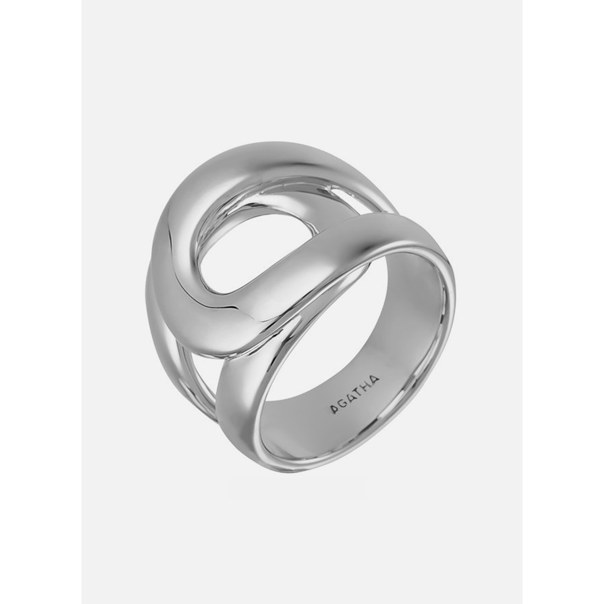 Bague large CURVE Agatha, Argenté - vue 3