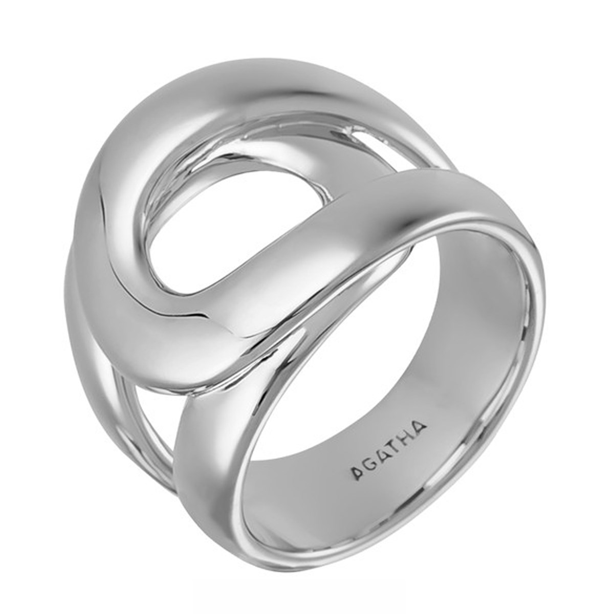 Bague large CURVE Agatha, Argenté - vue 4