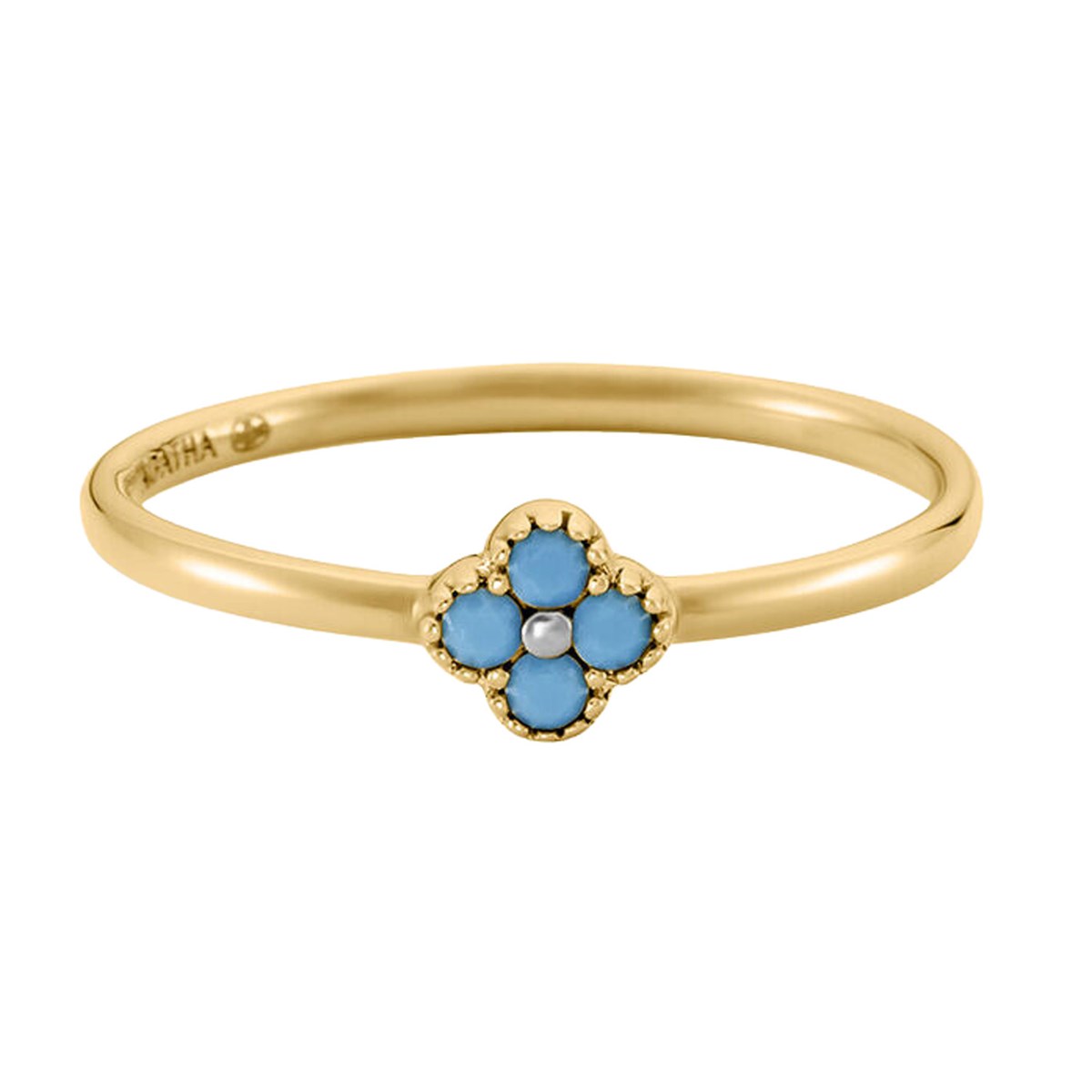 Bague fine Agatha Beloved fleur dorée - vue 3