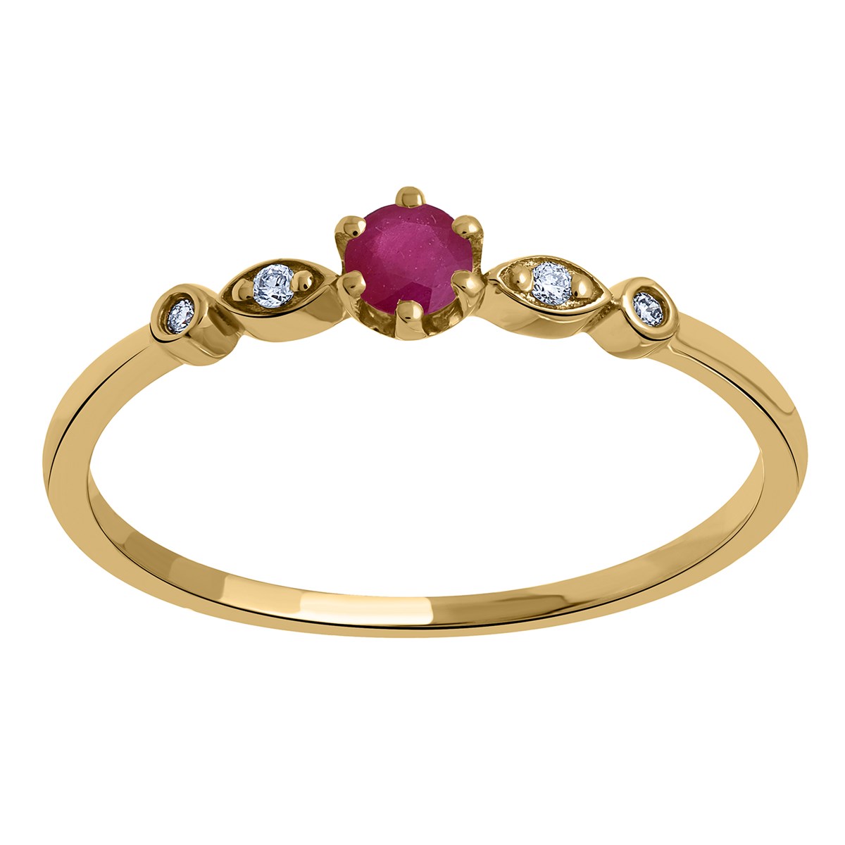 Bague Brillaxis or jaune rubis diamants - vue 2