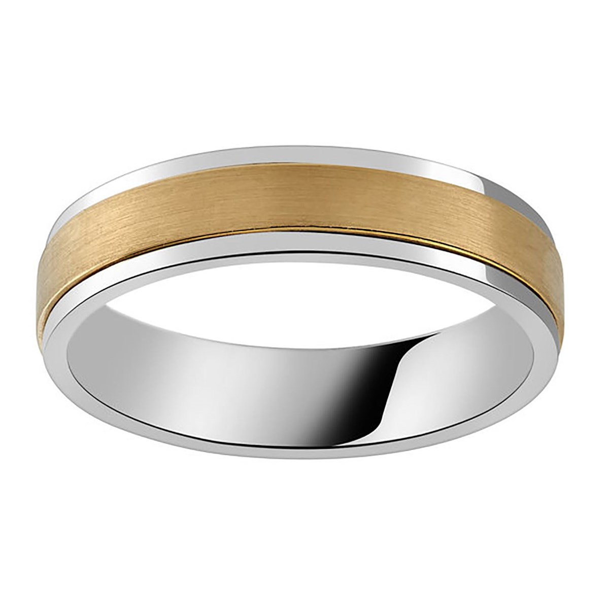 Alliance tournante or jaune et blanc 9 carats - vue 2