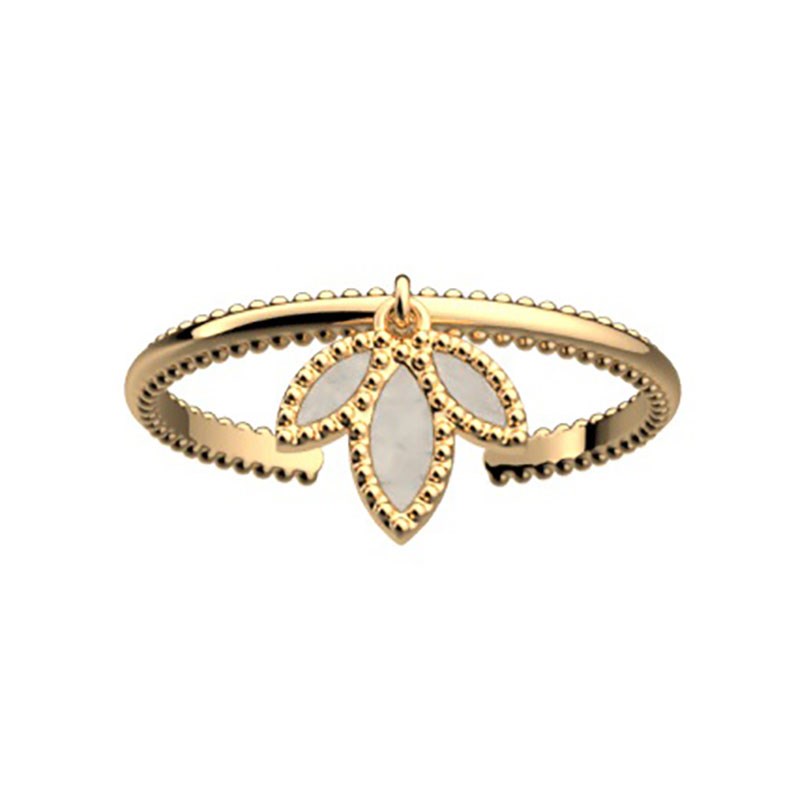 Bague Les Cadettes Lotus dorée avec pampille - vue 2