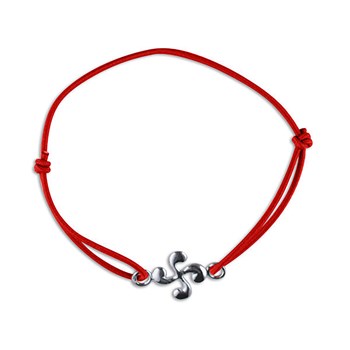 Bracelet croix basque argent sur élastique rouge