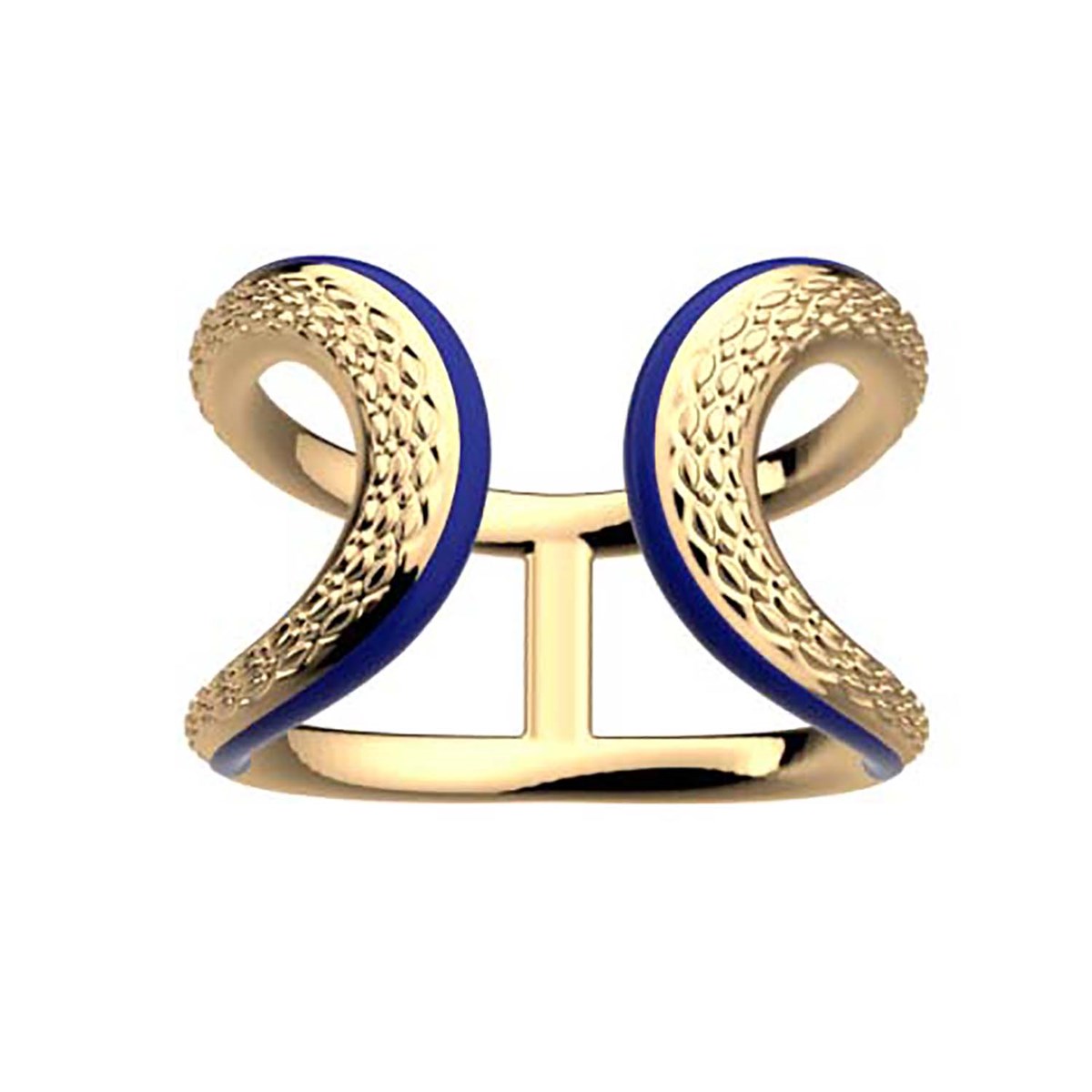 Bague large Les Cadettes laque bleu marine - vue 2