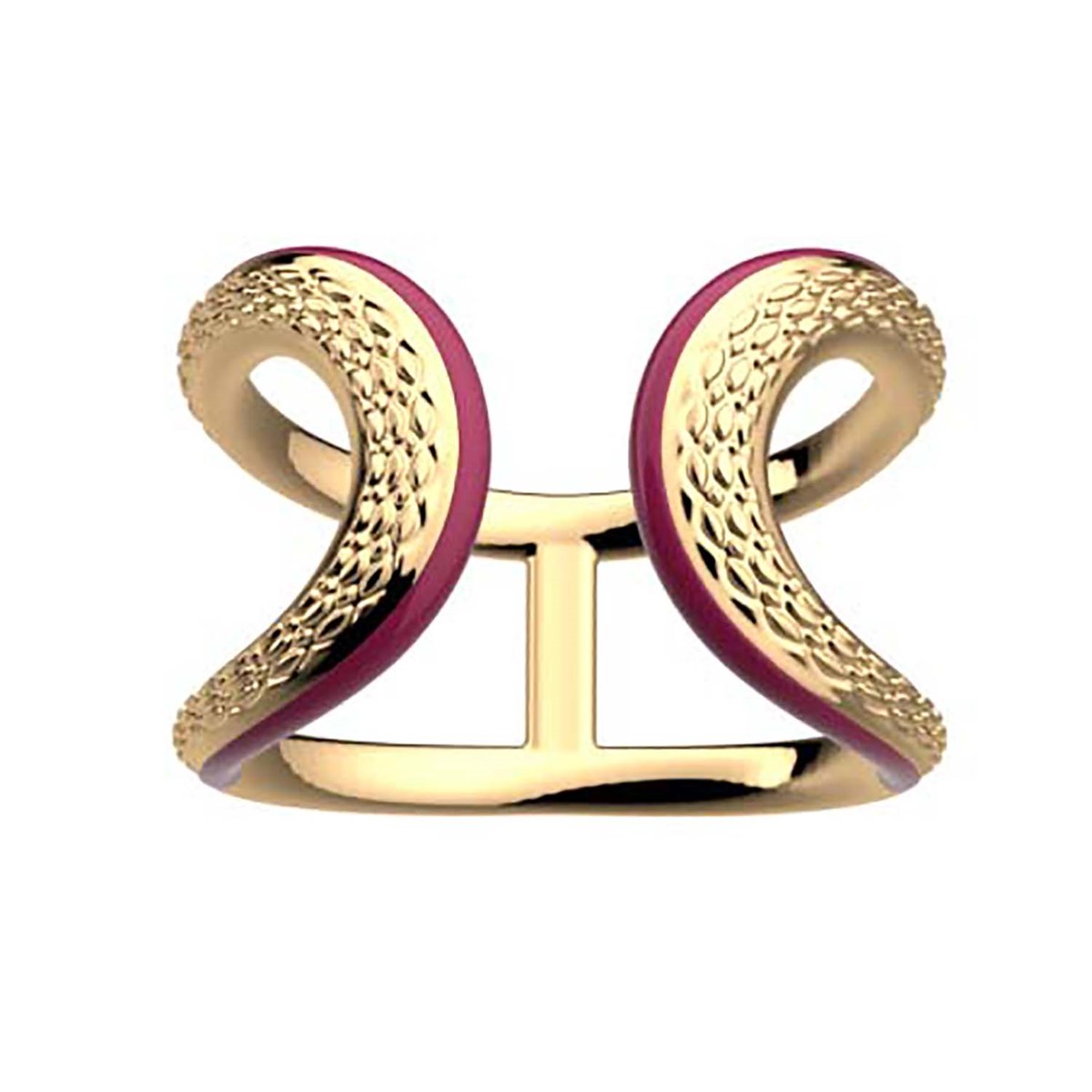 Bague Les Cadettes dorée laque bordeaux - vue 2