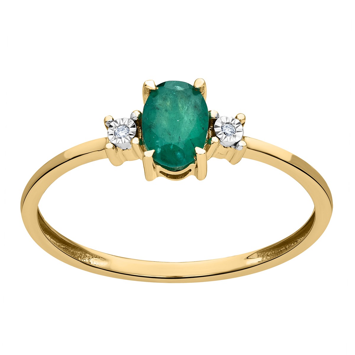 Bague Brillaxis or jaune émeraude diamants - vue 2