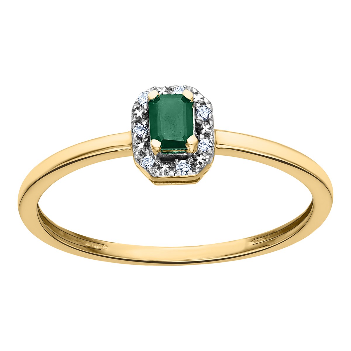 Bague Brillaxis or jaune 18 carats émeraude diamants - vue 2