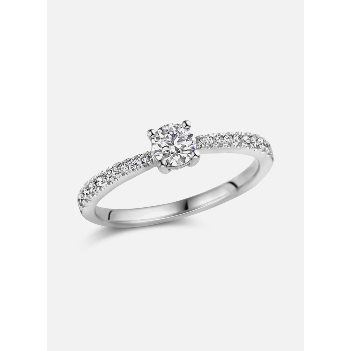 Solitaire accompagné or blanc 18 carats - vue 2