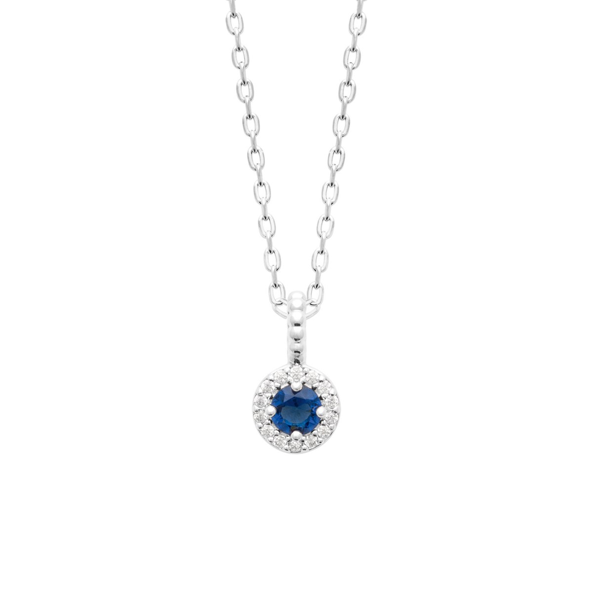 Collier Brillaxis argent rhodié pendentif oz bleu