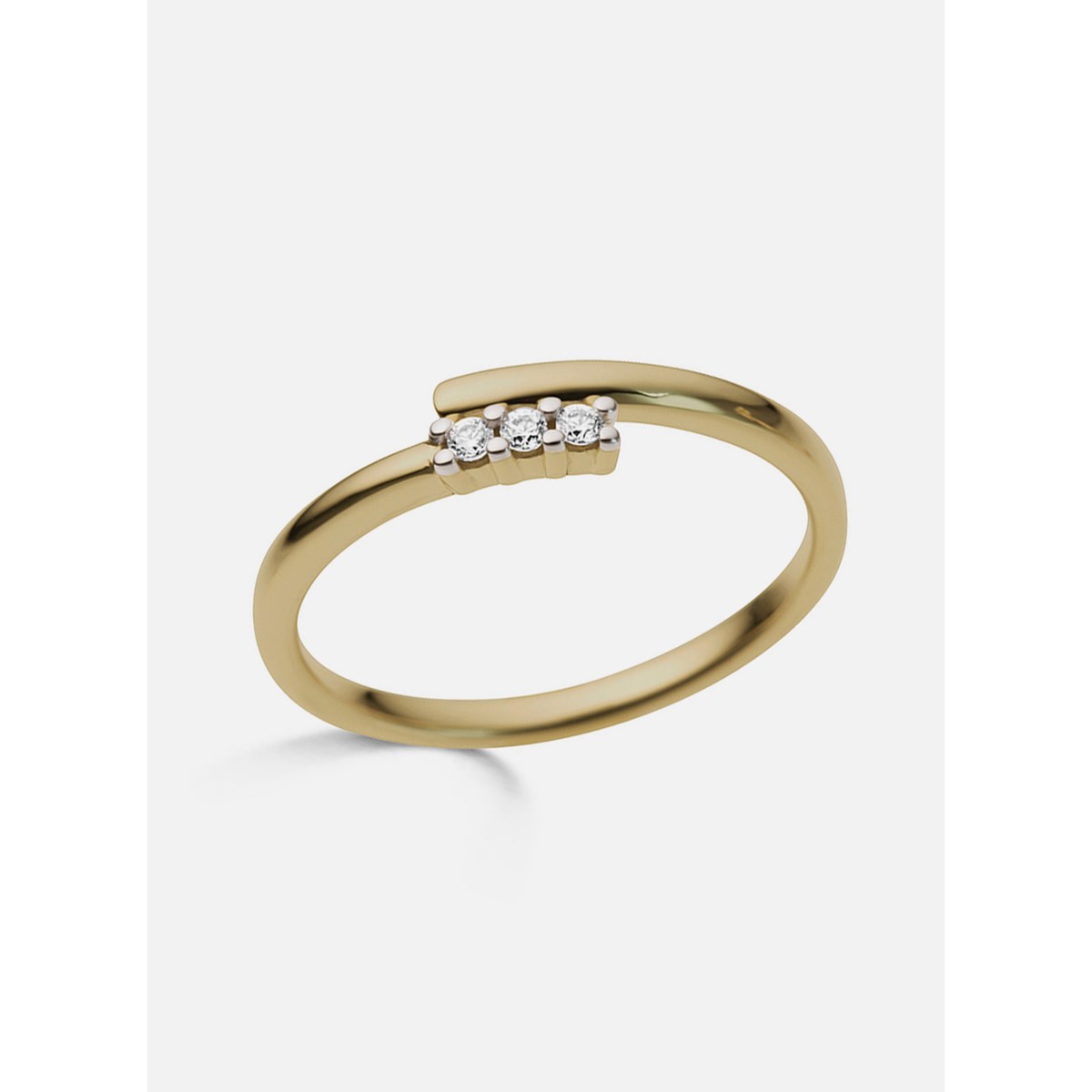 Bague trilogie diamant or jaune 18 carats - vue 2