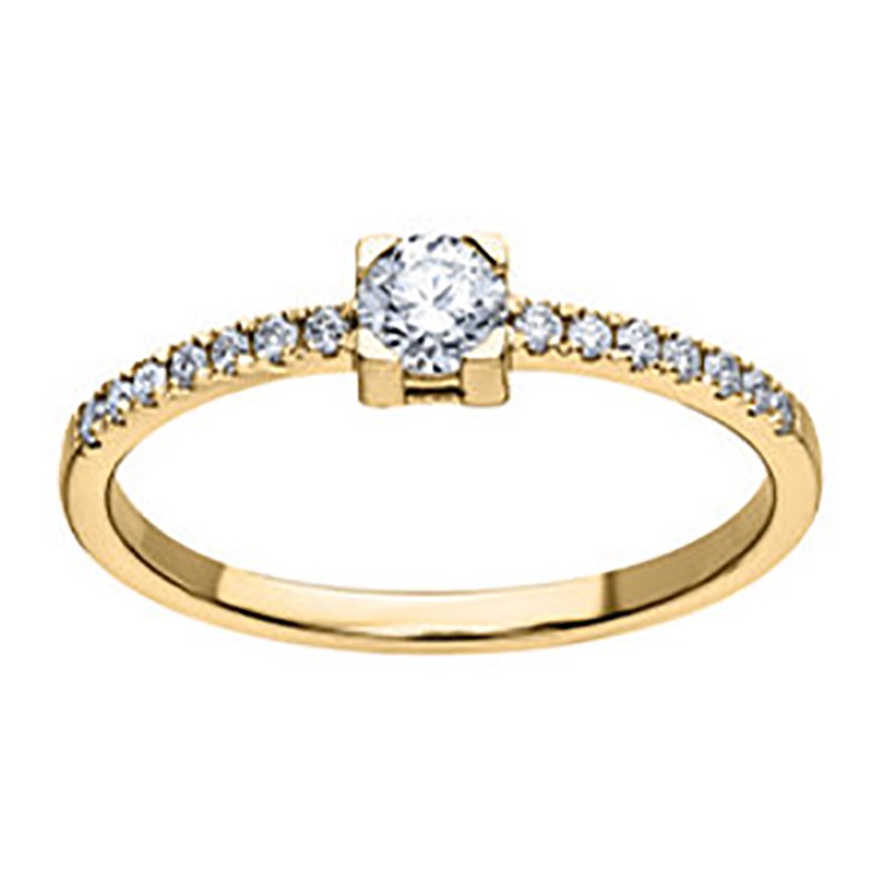 Solitaire accompagné or jaune 18 carats - vue 2