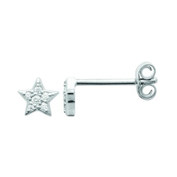 Boucles d'oreilles Brillaxis étoile argent rhodié OZ