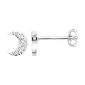 Boucles d'oreilles puces Brillaxis lune argent