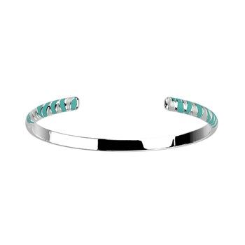 Bracelet jonc Les Cadettes Tigre laque verte/grise