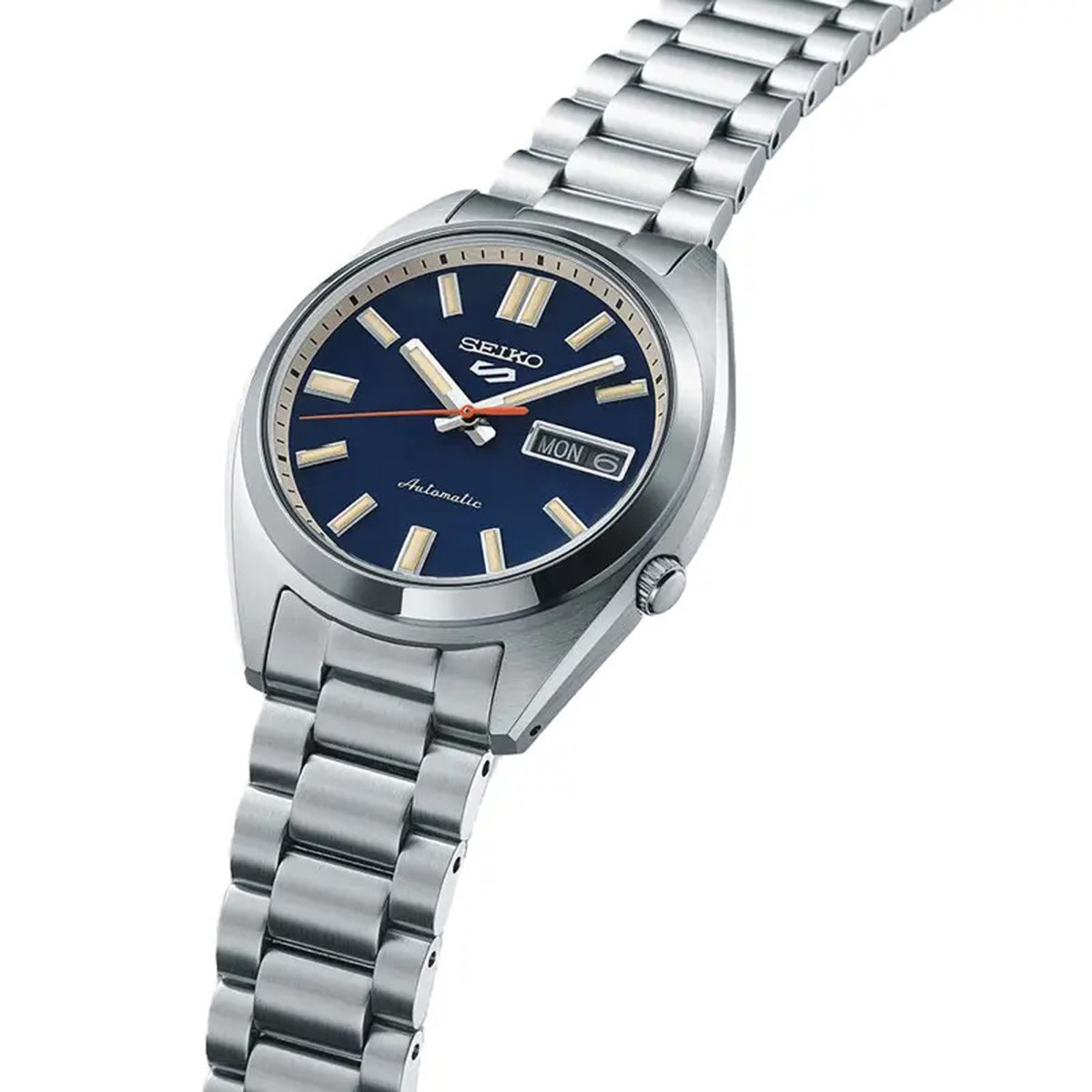 Montre Seiko Sport 5 automatique
fond bleu bracelet acier - vue 3