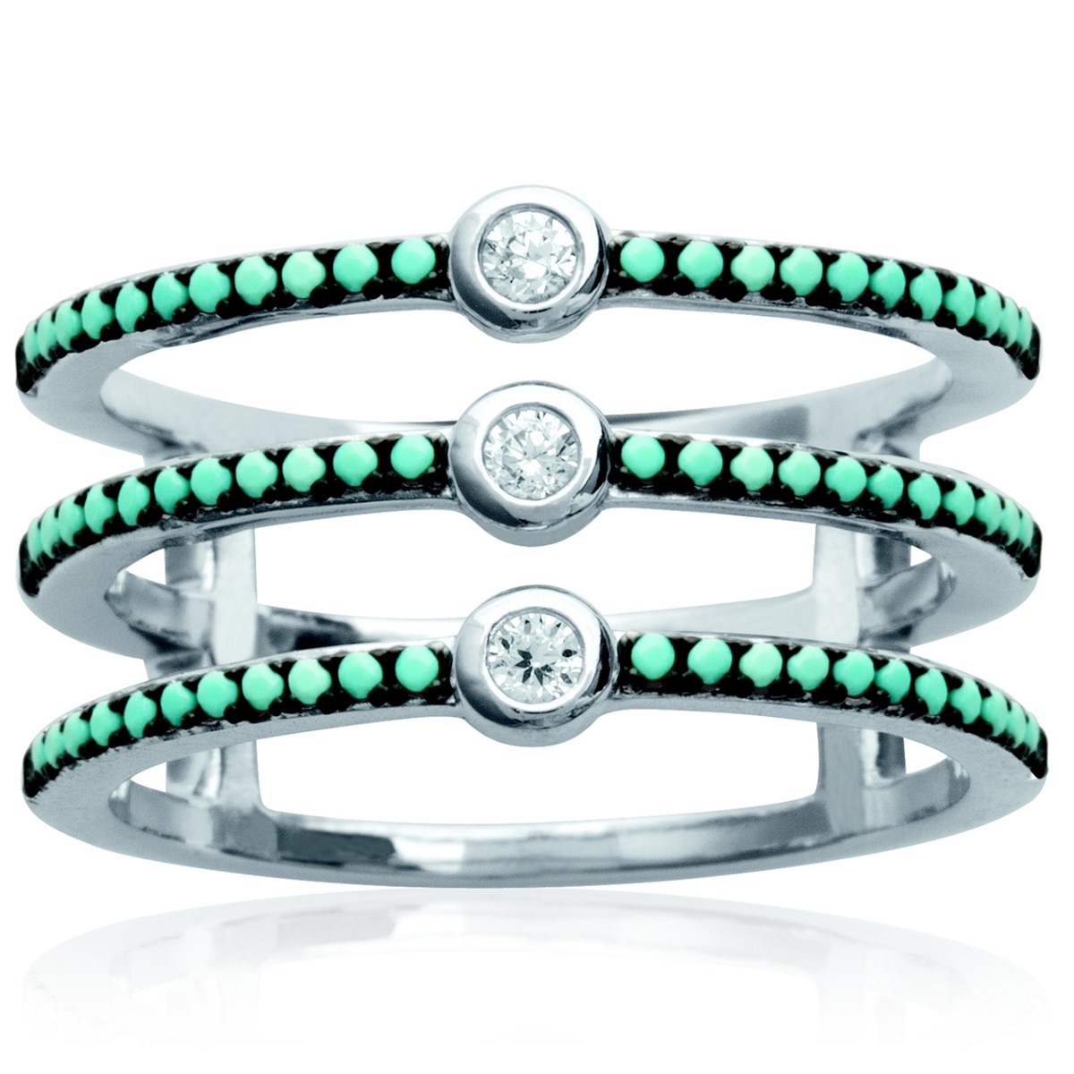 Bague Brillaxis triple anneaux bleues - vue 3