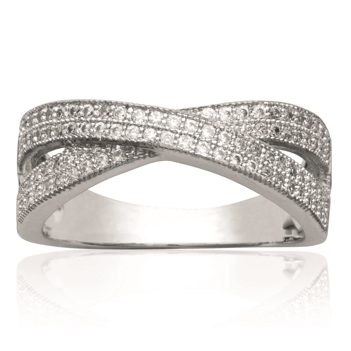 Bague Brillaxis croisé argent - vue 2