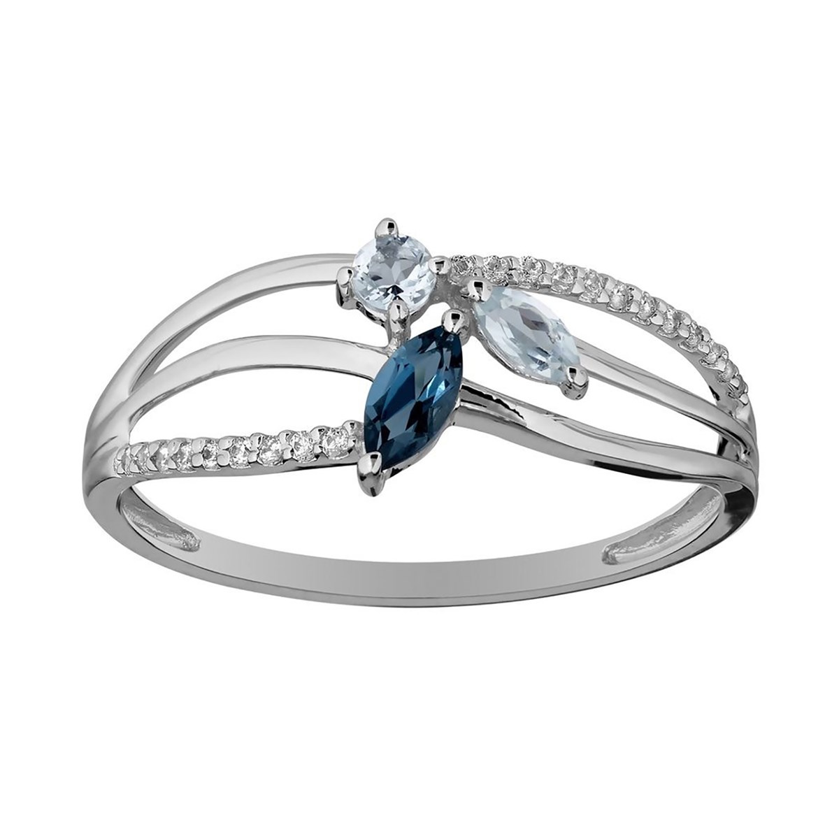Bague or 375/1000 topazes oxydes de zirconium - vue 3
