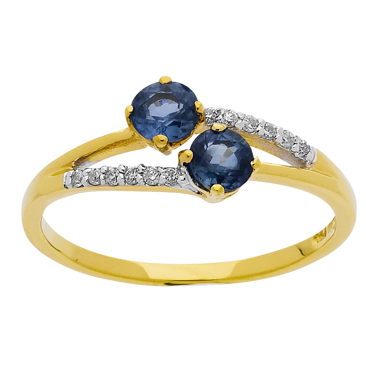 Bague Brillaxis or 18 carats saphirs diamants - vue 2