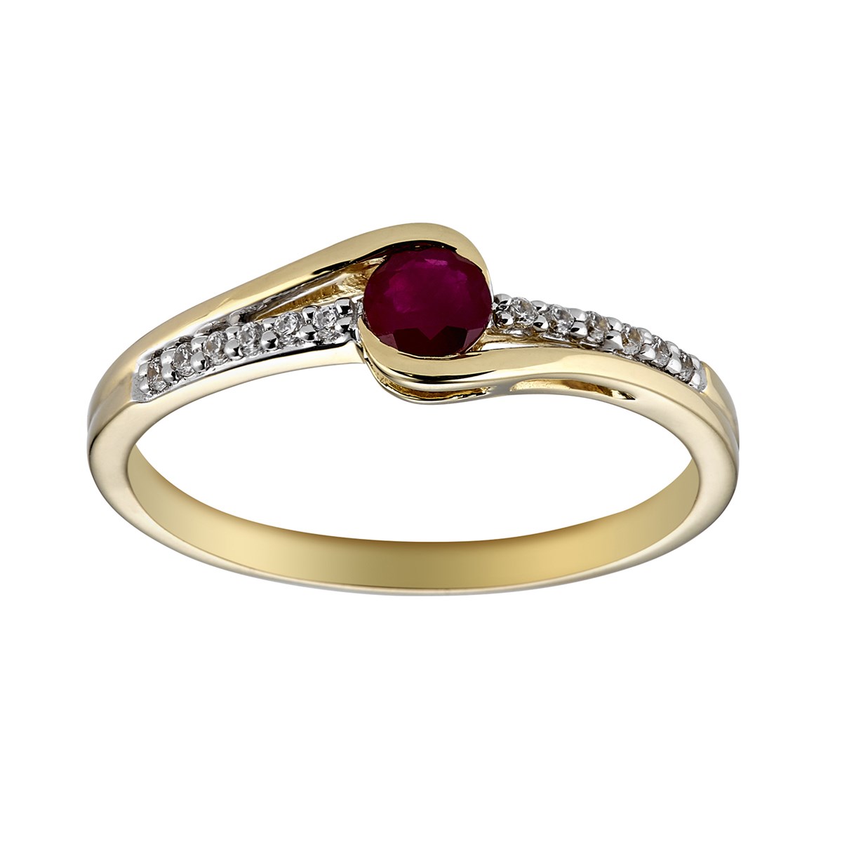 Bague Brillaxis rubis et 12 diamants - vue 2