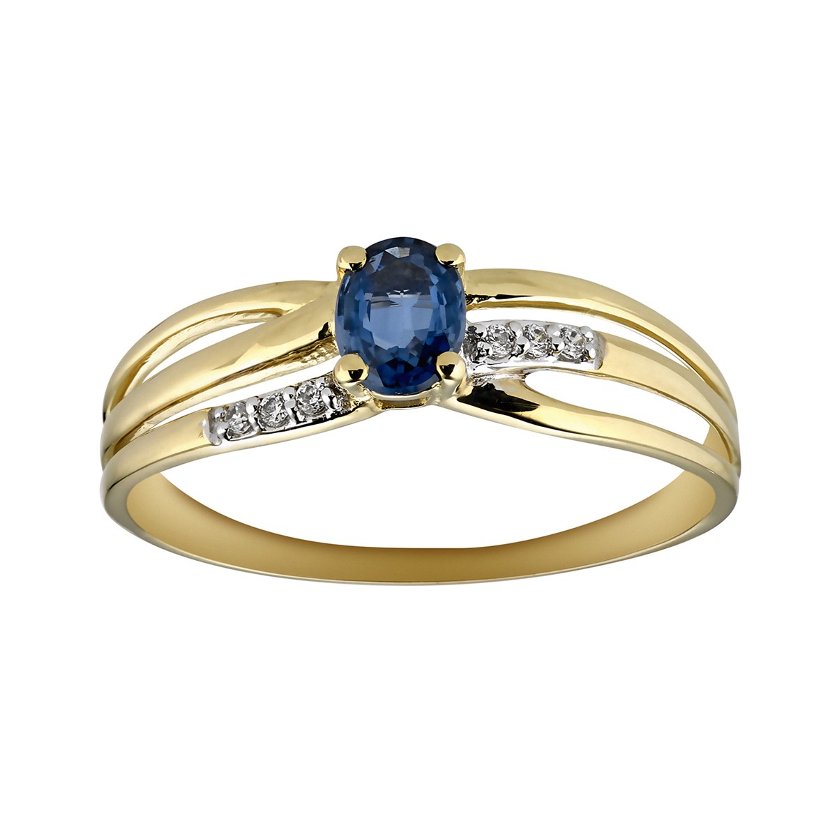 Bague Brillaxis saphir et 6 diamants - vue 2