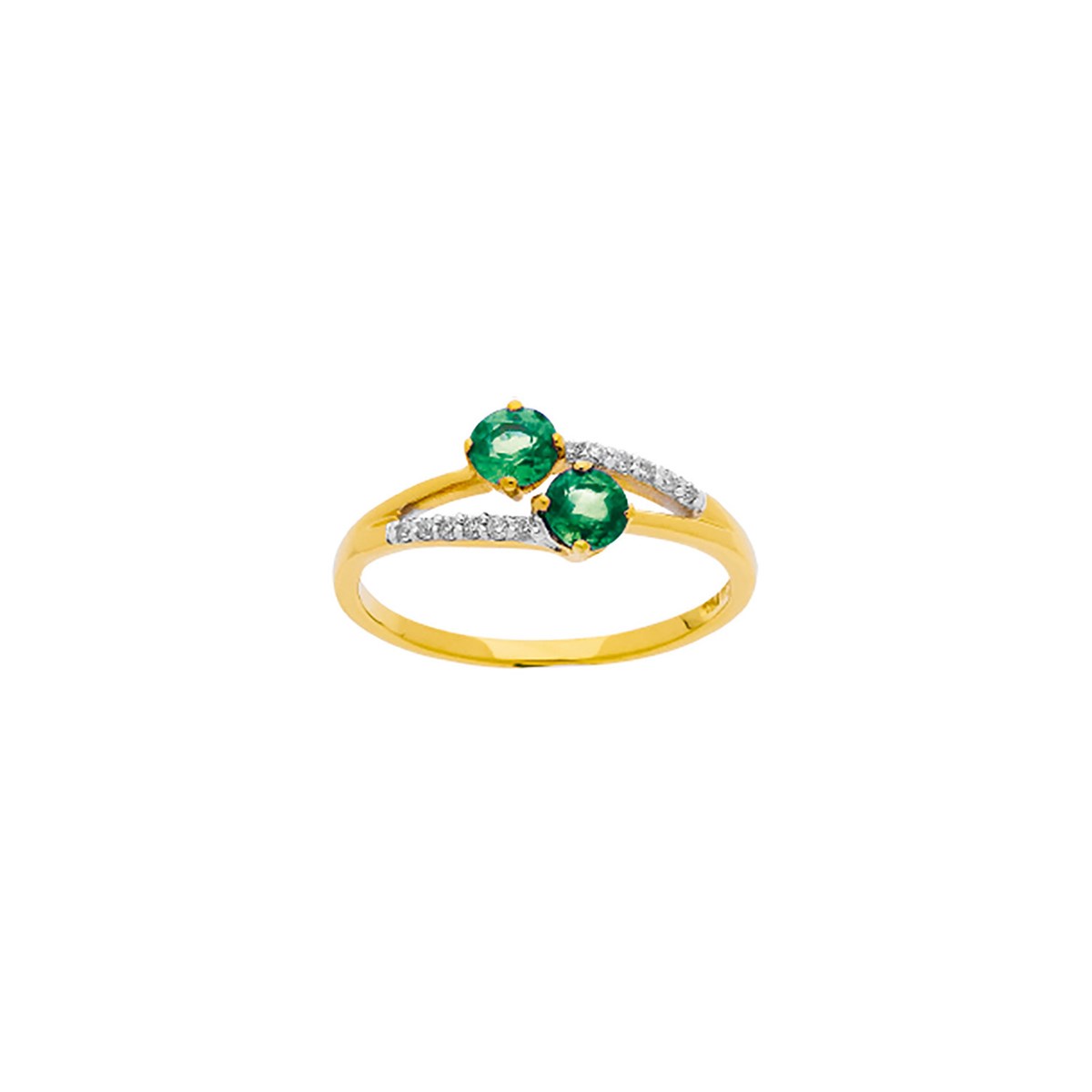 Bague Brillaxis or 18 carats emeraudes diamants