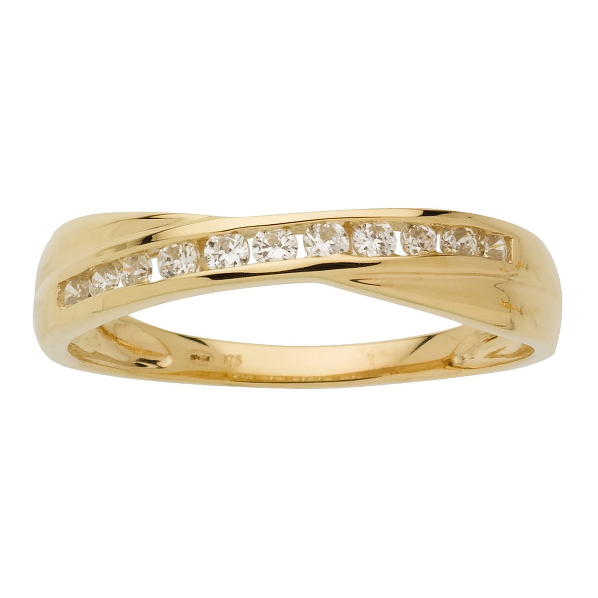Bague motif croisé oxydes or jaune 375/1000 - vue 2