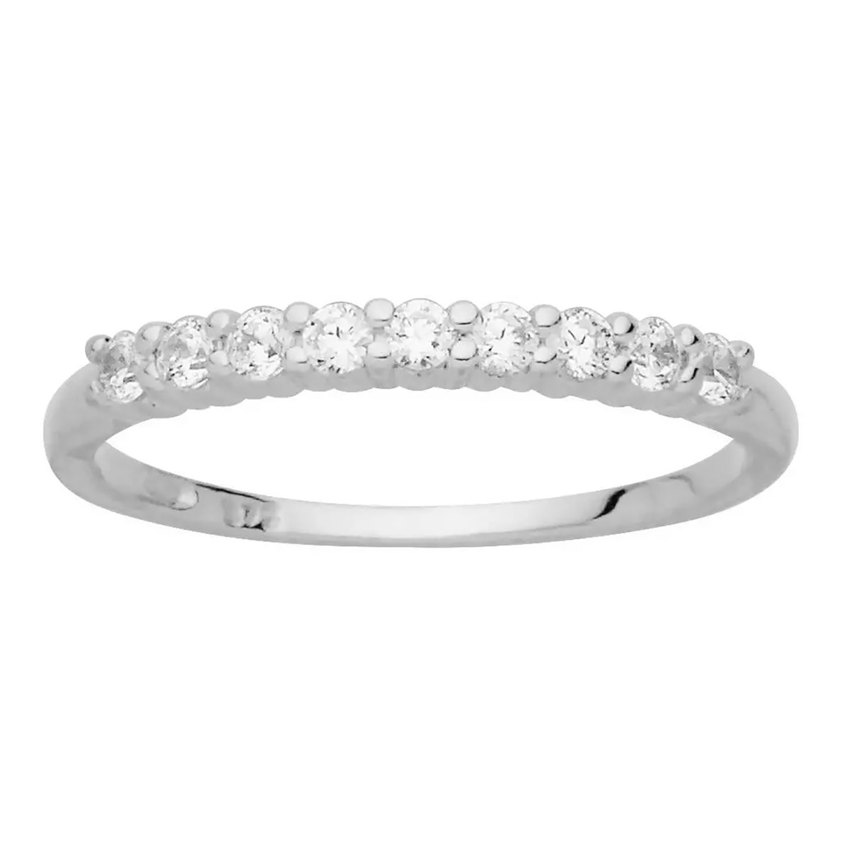 Alliance demi-tour oxydes griffes or blanc 9 carats - vue 2