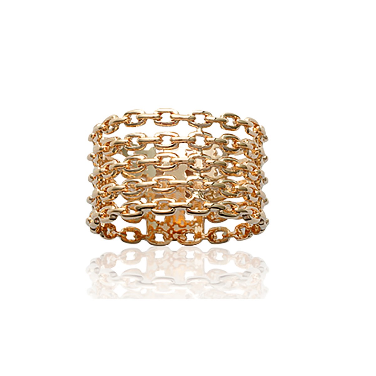Bague Brillaxis chainage large plaqué or