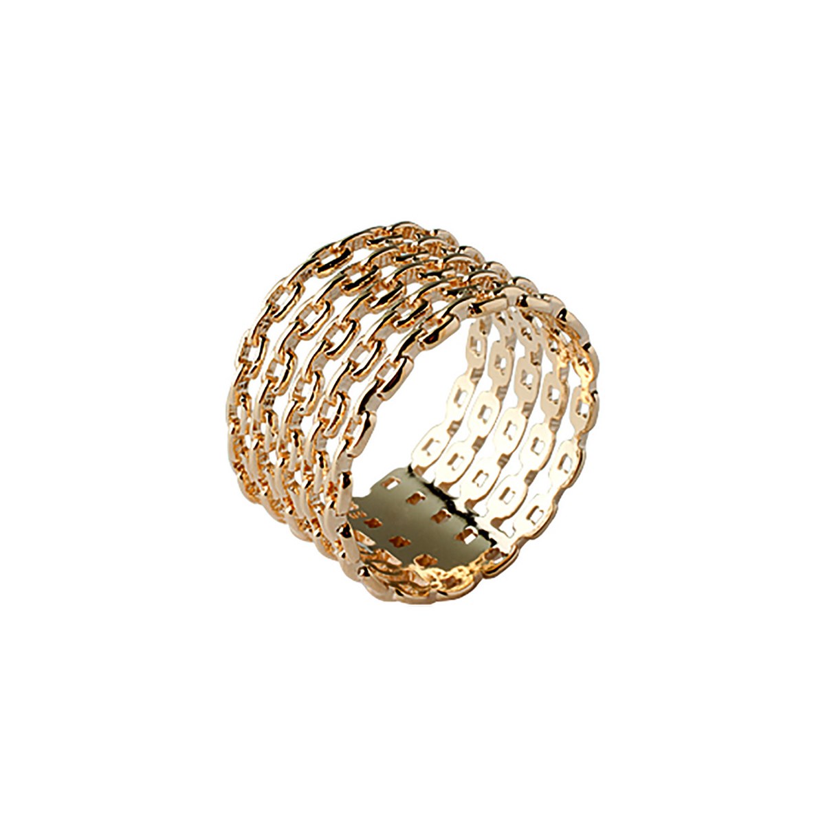 Bague Brillaxis chainage large plaqué or - vue 3