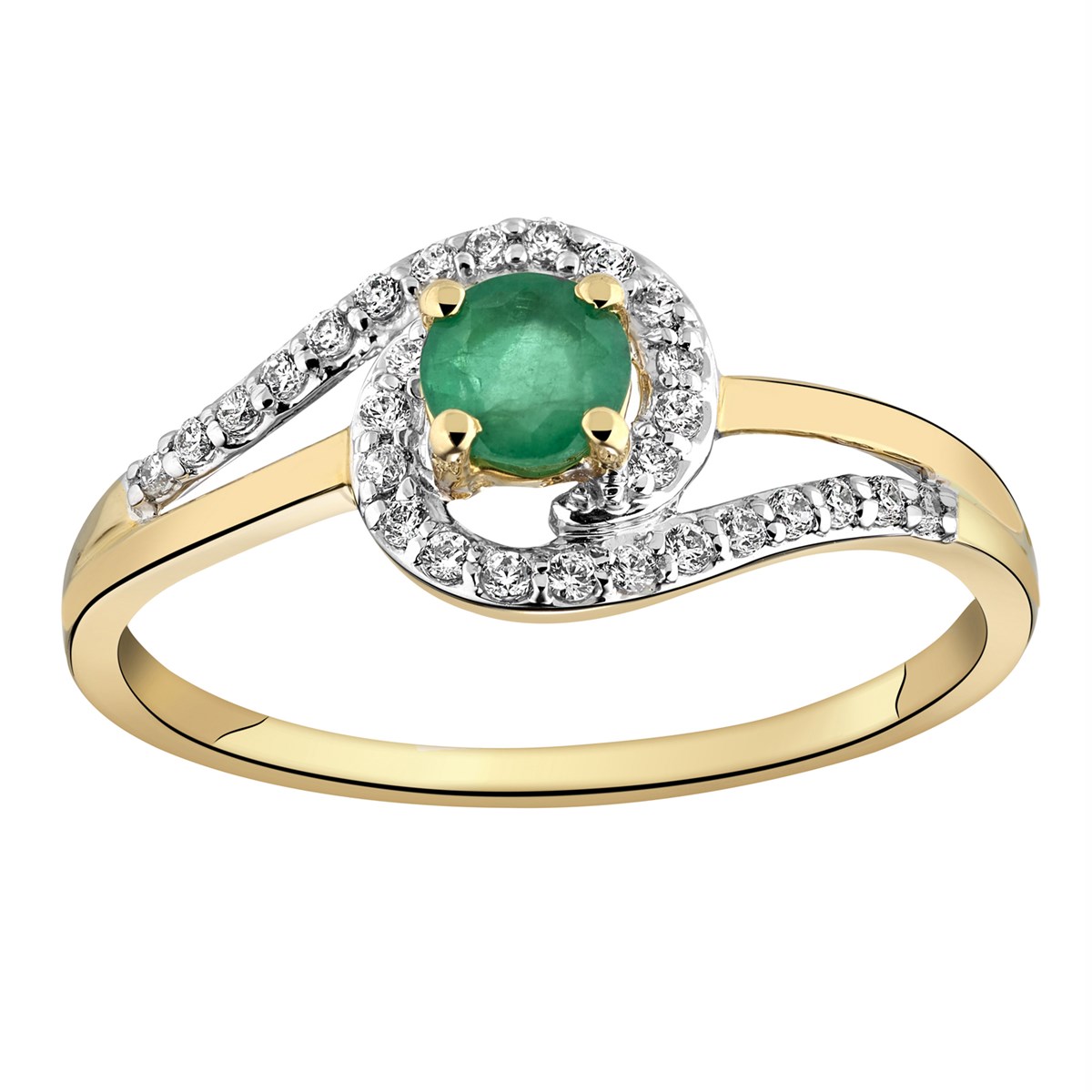 Bague Brillaxis or bicolore émeraude oxydes - vue 2