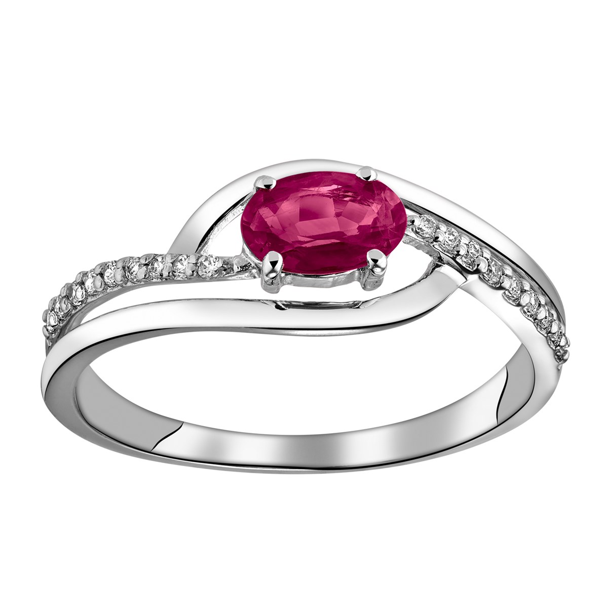 Bague Brillaxis or blanc rubis oxydes - vue 2