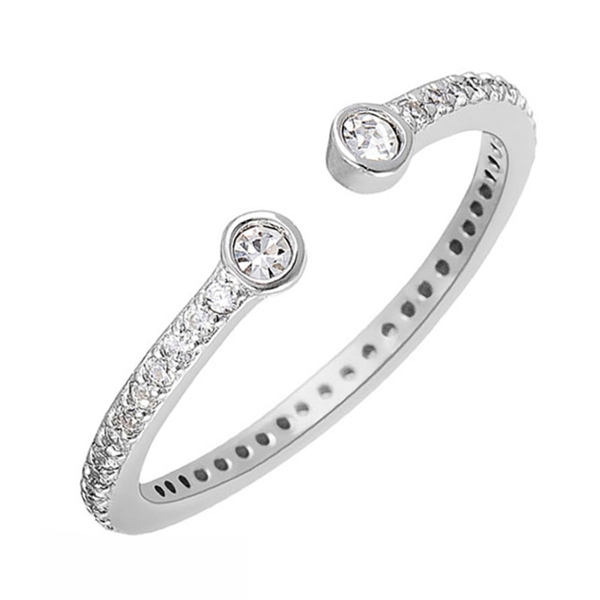 Bague Agatha ouverte argent oxydes Unique - vue 3