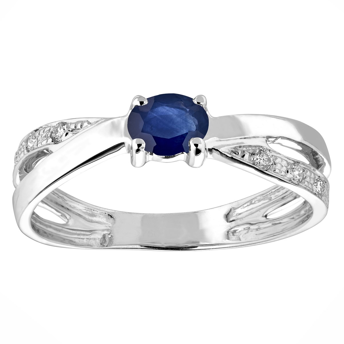 Bague Brillaxis or blanc saphir diamants - vue 2
