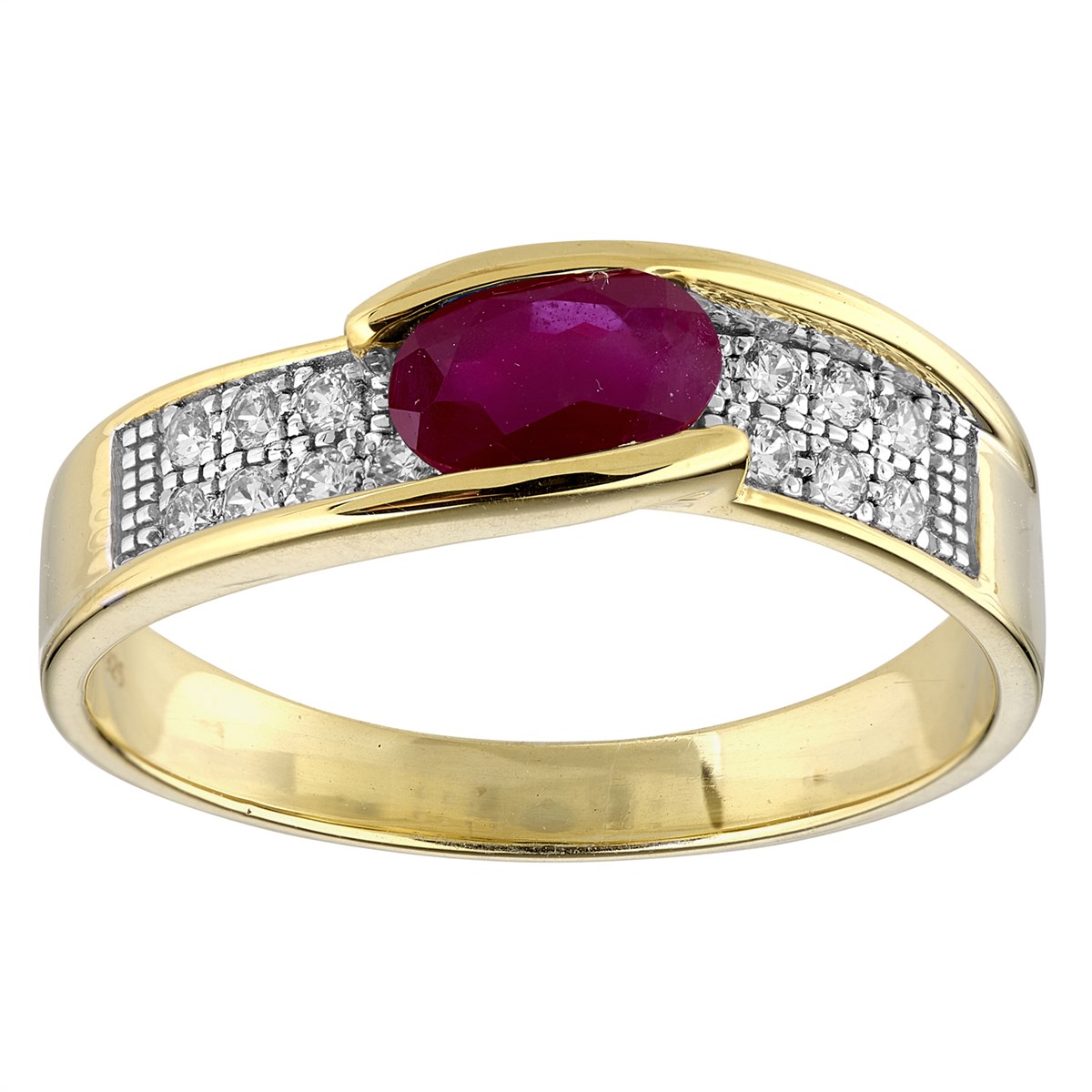 Bague Brillaxis or bicolore rubis diamants - vue 2
