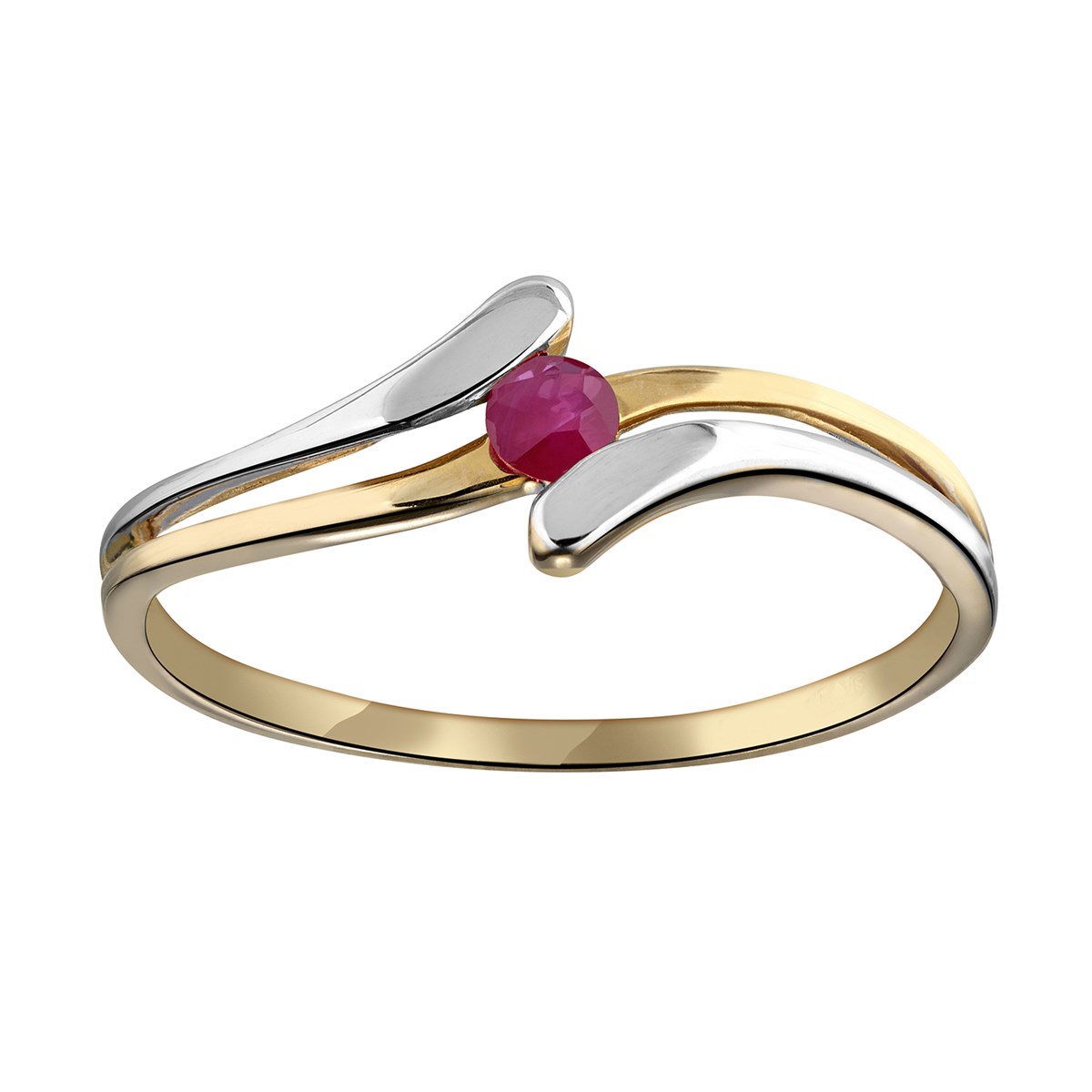Bague Brillaxis or bicolore 18 carats rubis - vue 2