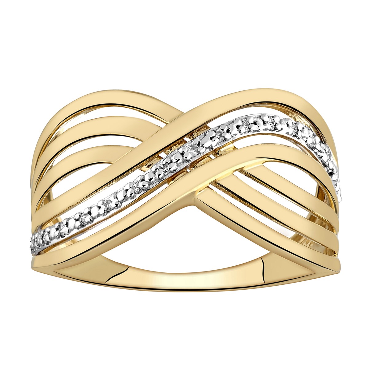Bague Brillaxis or motif large ajouré diamants - vue 2