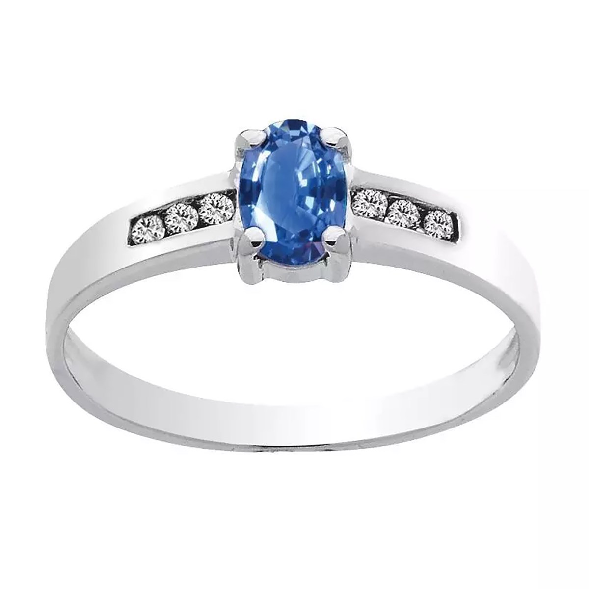 Bague Brillaxis saphir ovale diamants or blanc - vue 2