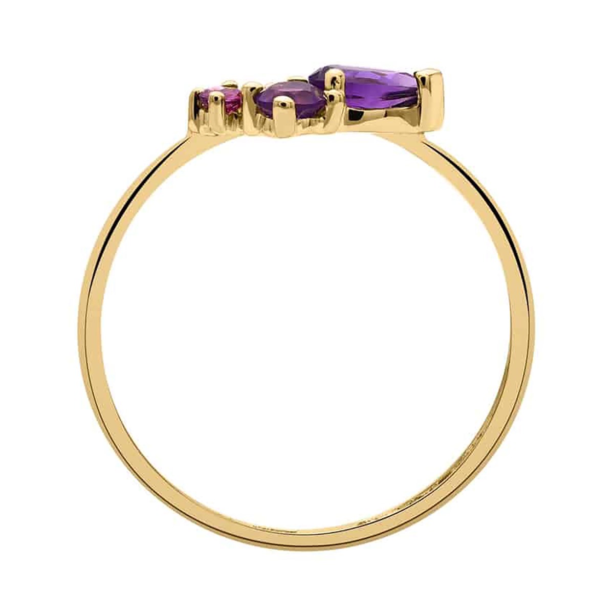 Bague or saphir rose améthyste rhodolite - vue 4