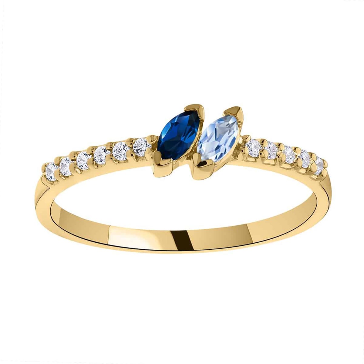Bague Brillaxis or 18 carats topazes diamants - vue 4