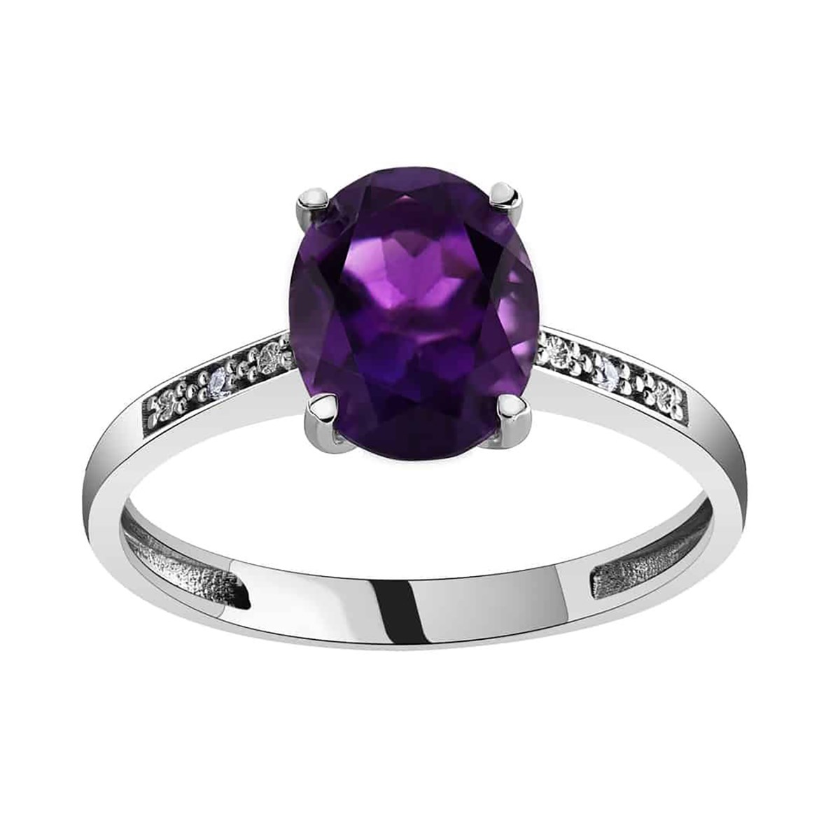 Bague Brillaxis or blanc améthyste oxydes - vue 3