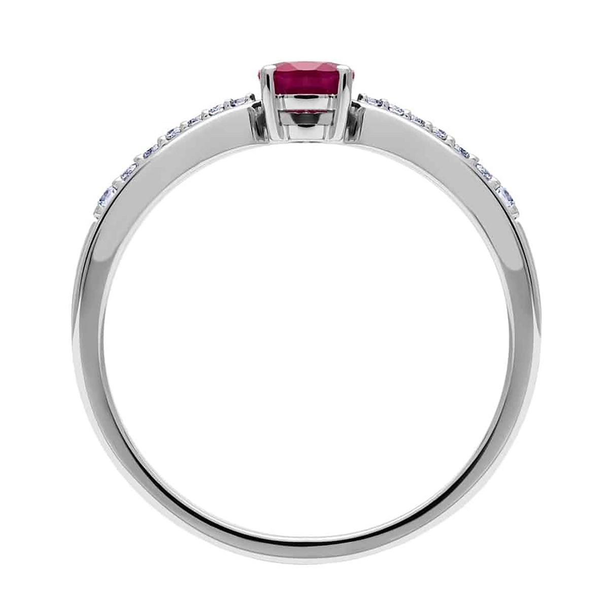 Bague Brillaxis or blanc 18 carats rubis diamants - vue 4