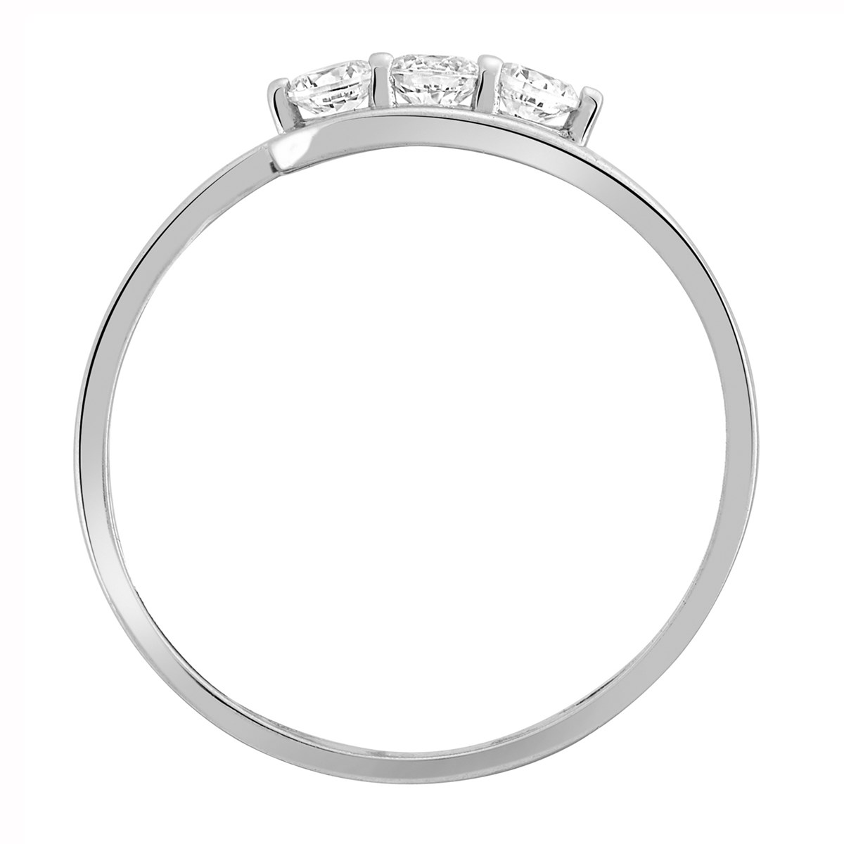 Bague trilogie or blanc 9 carats - vue 4