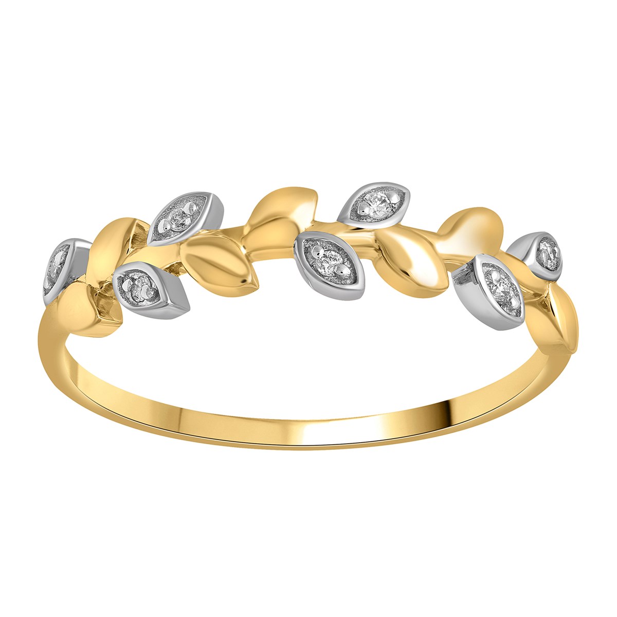 Bague Brillaxis feuilles or et diamants - vue 2