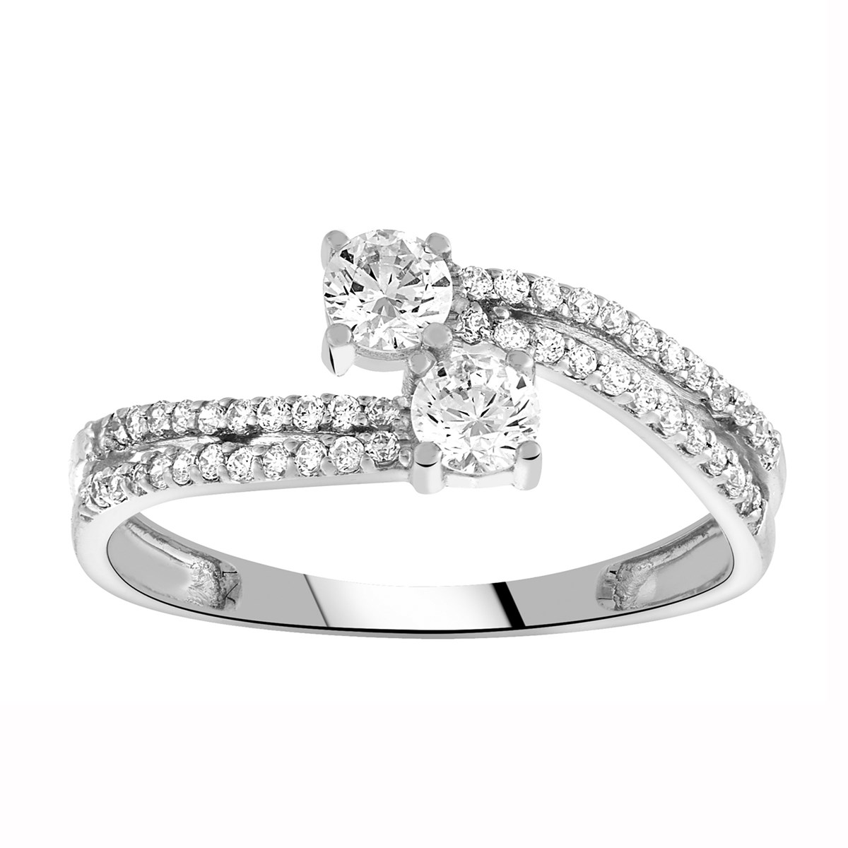 Bague Brillaxis toi et moi oxydes de zirconium - vue 3