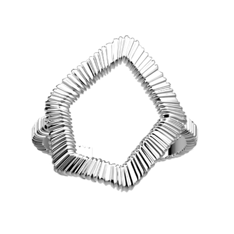 Bague Les Cadettes argentée motif ajouré strié - vue 2