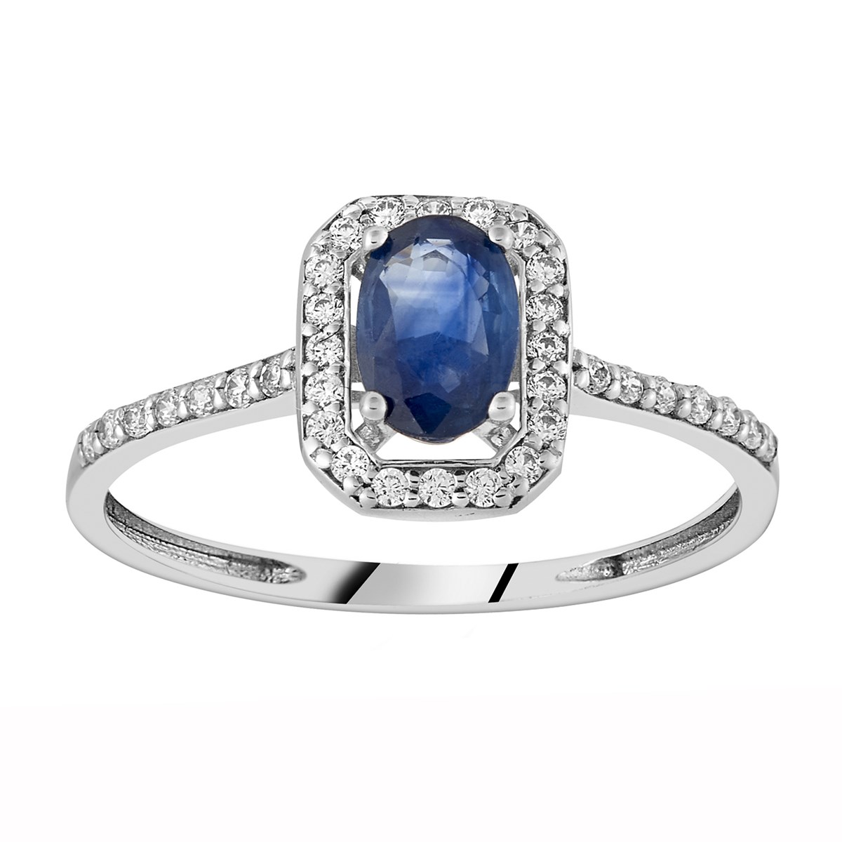 Bague Brillaxis saphir oxydes or blanc 9 carats - vue 3